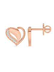 Lab Grown Romance Heart Diamond Earrings In Gold