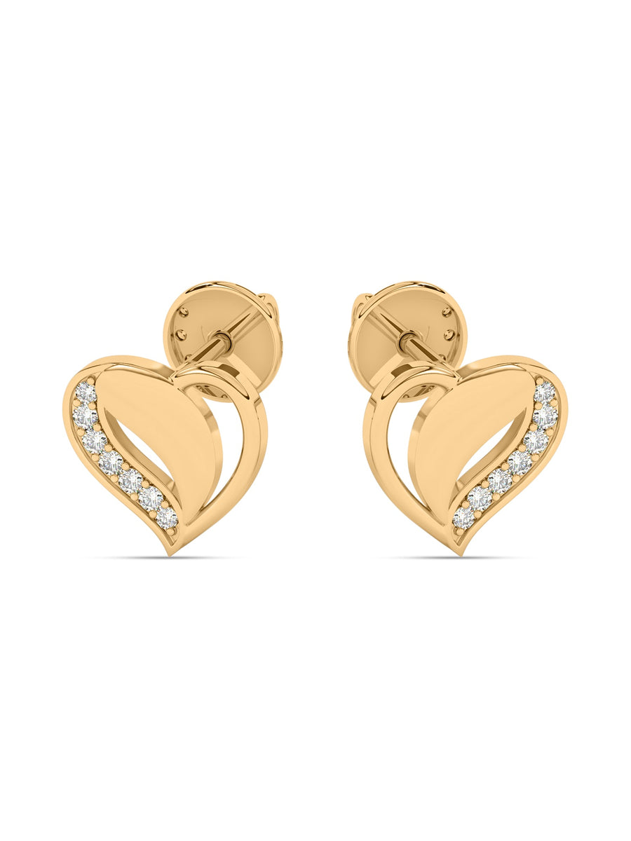 Romance Hearts Diamond Earrings In 14K Gold_2