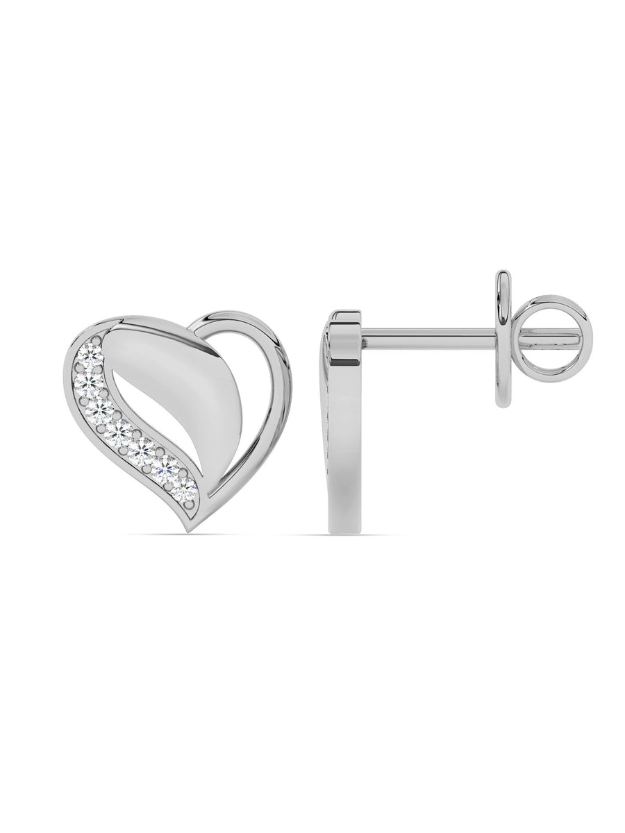 Lab Grown Romance Heart Diamond Earrings In Gold