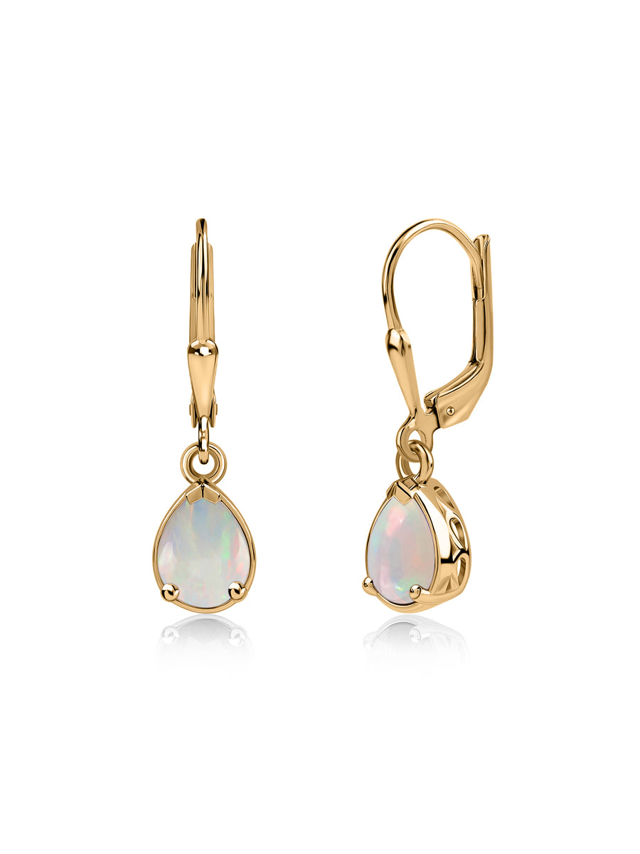 Natural Ethiopian Opal Drop Gold Earrings