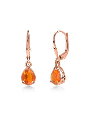Natural Fire Opal Drop Gold Earrings