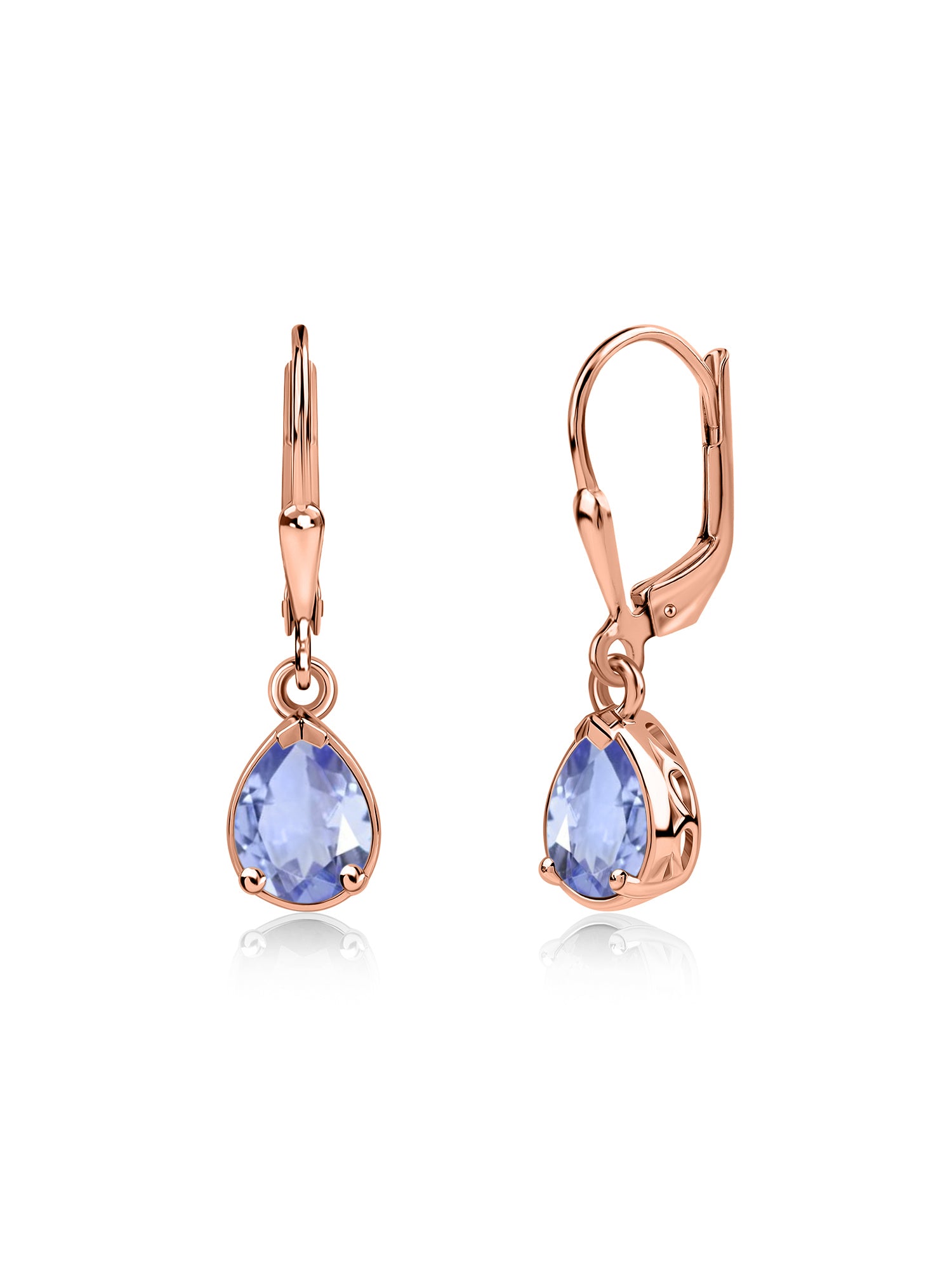 Natural Tanzanite Drop Gold Earrings