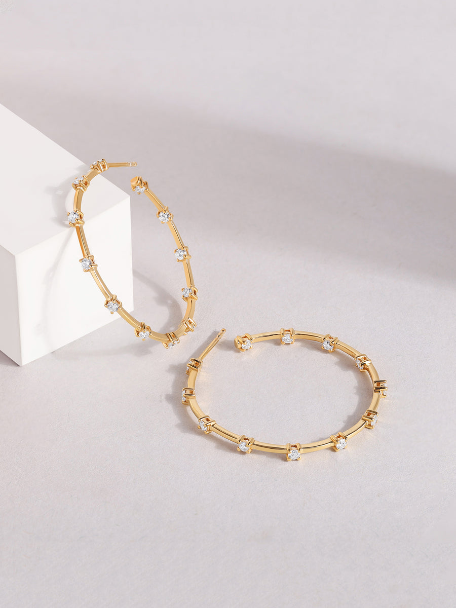 Ornate Big Gold Lab Grown Hoops