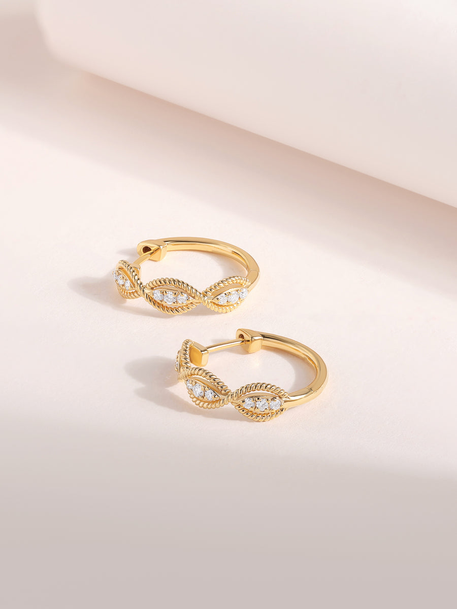 Lab Grown Infinity Twist Gold Hoops