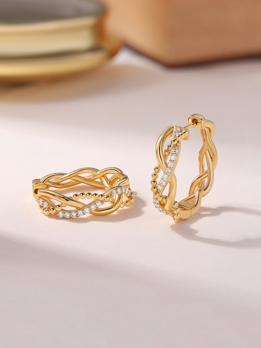 Ornate Lab Grown Swirl Hoops