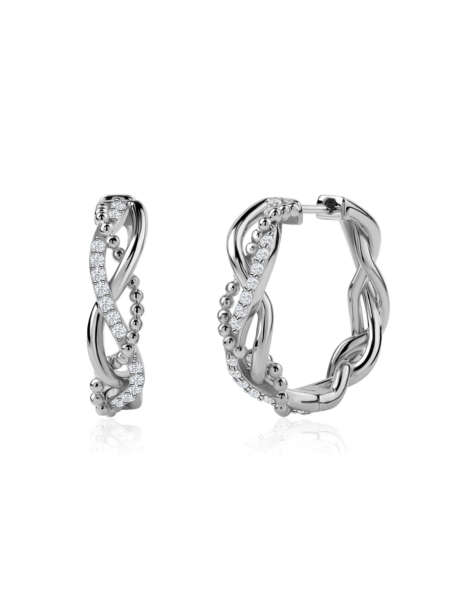 Ornate Lab Grown Swirl Hoops