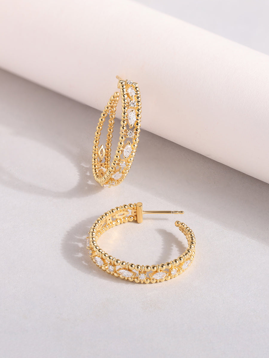 Dazzling Gold Everyday Glam Lab Grown Hoops
