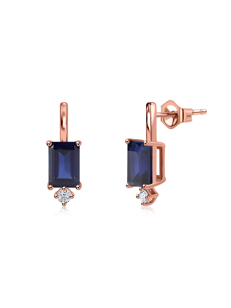 Natural Blue Sapphire Drop Gold Earrings