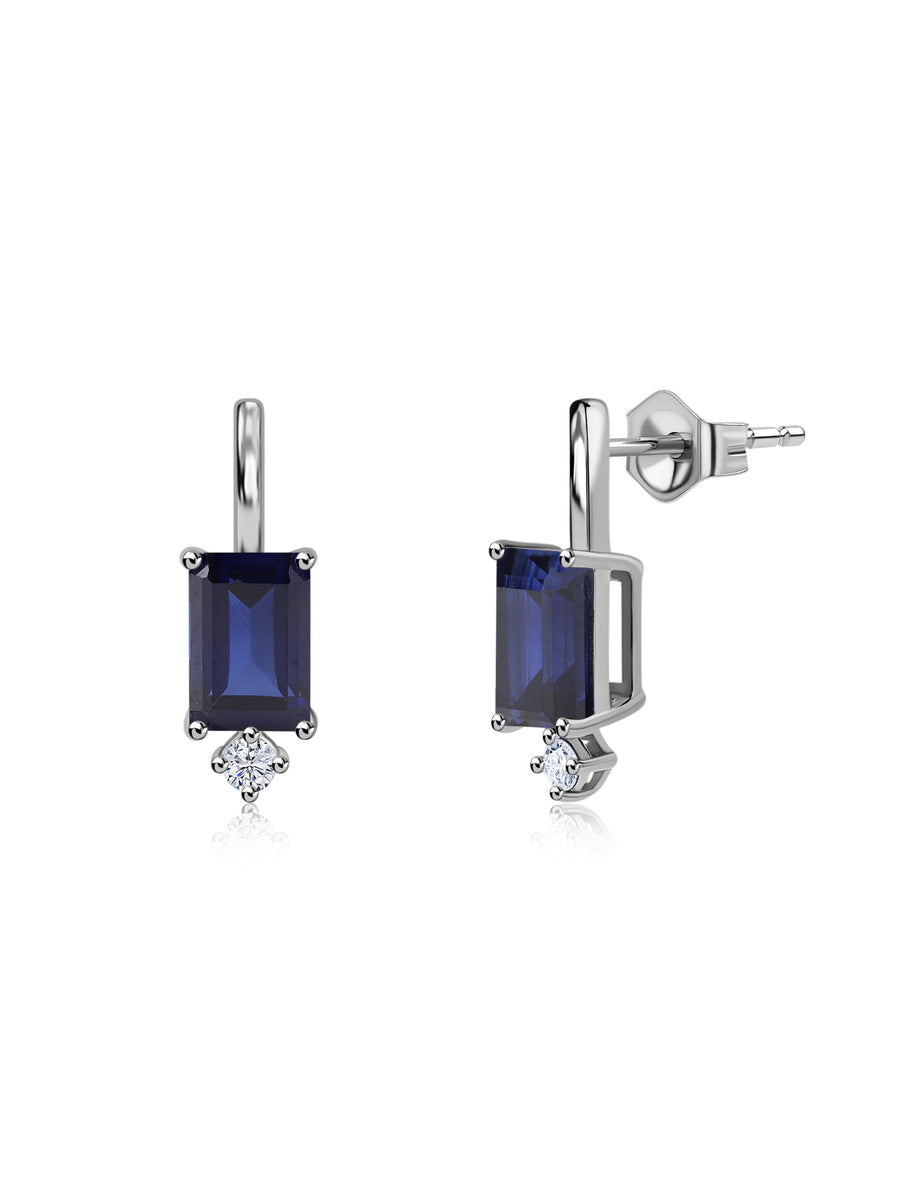 Natural Blue Sapphire Drop Gold Earrings