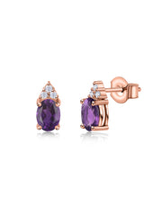 Natural Amethyst Timeless Spark Gold Stud Earrings