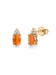 Fire Opal Timeless Spark Gold Stud Earrings