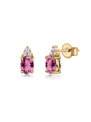 Pink Tourmaline Timeless Spark Gold Stud Earrings