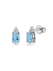 Swiss Blue Topaz Timeless Spark Gold Stud Earrings