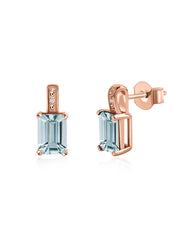 Modern Grace Natural Aquamarine Gold Stud Earrings