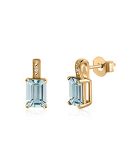 Modern Grace Natural Aquamarine Gold Stud Earrings