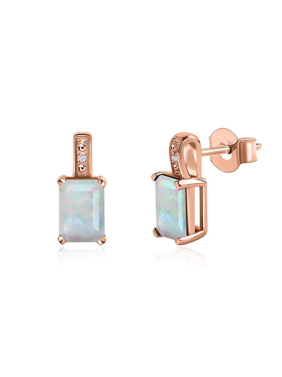 Modern Grace Natural Ethiopian Opal Gold Stud Earrings