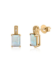 Modern Grace Natural Ethiopian Opal Gold Stud Earrings