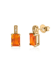 Modern Grace Natural Fire Opal Gold Stud Earrings