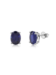 Blue Sapphire Oval Gold Earrings