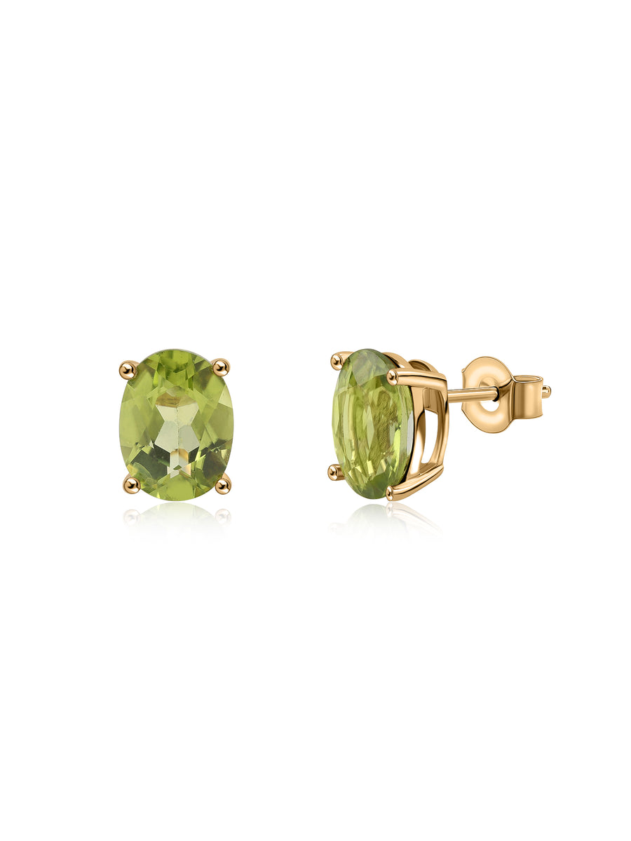 Peridot Oval Gold Earrings