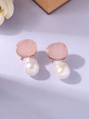 Rose Quartz & Pearl Statement Earrings