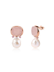 Rose Quartz & Pearl Statement Earrings