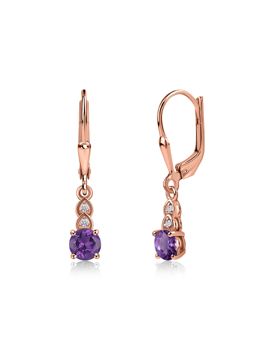 Natural African Amethyst Glow Gold Dangle Earrings