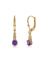 Natural African Amethyst Glow Gold Dangle Earrings