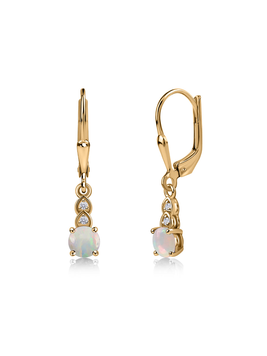 Natural Ethiopian Opal Glow Gold Dangle Earrings