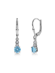 Natural Swiss Blue Topaz Glow Gold Dangle Earrings