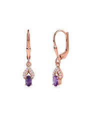 Amethyst Sparkle Dangle Gold Earrings