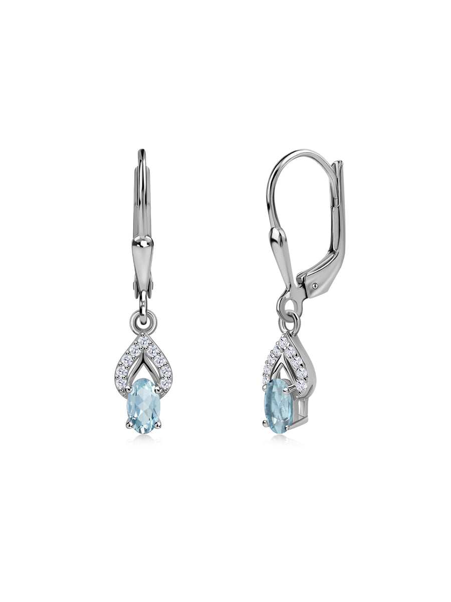 Aquamarine Sparkle Dangle Gold Earrings