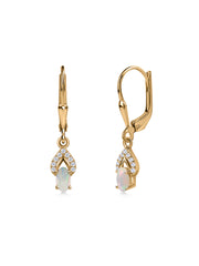 Ethiopian Opal Sparkle Dangle Gold Earrings