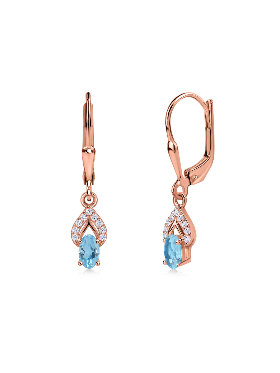 Blue Topaz Opal Sparkle Dangle Gold Earrings