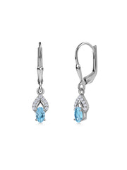 Blue Topaz Opal Sparkle Dangle Gold Earrings