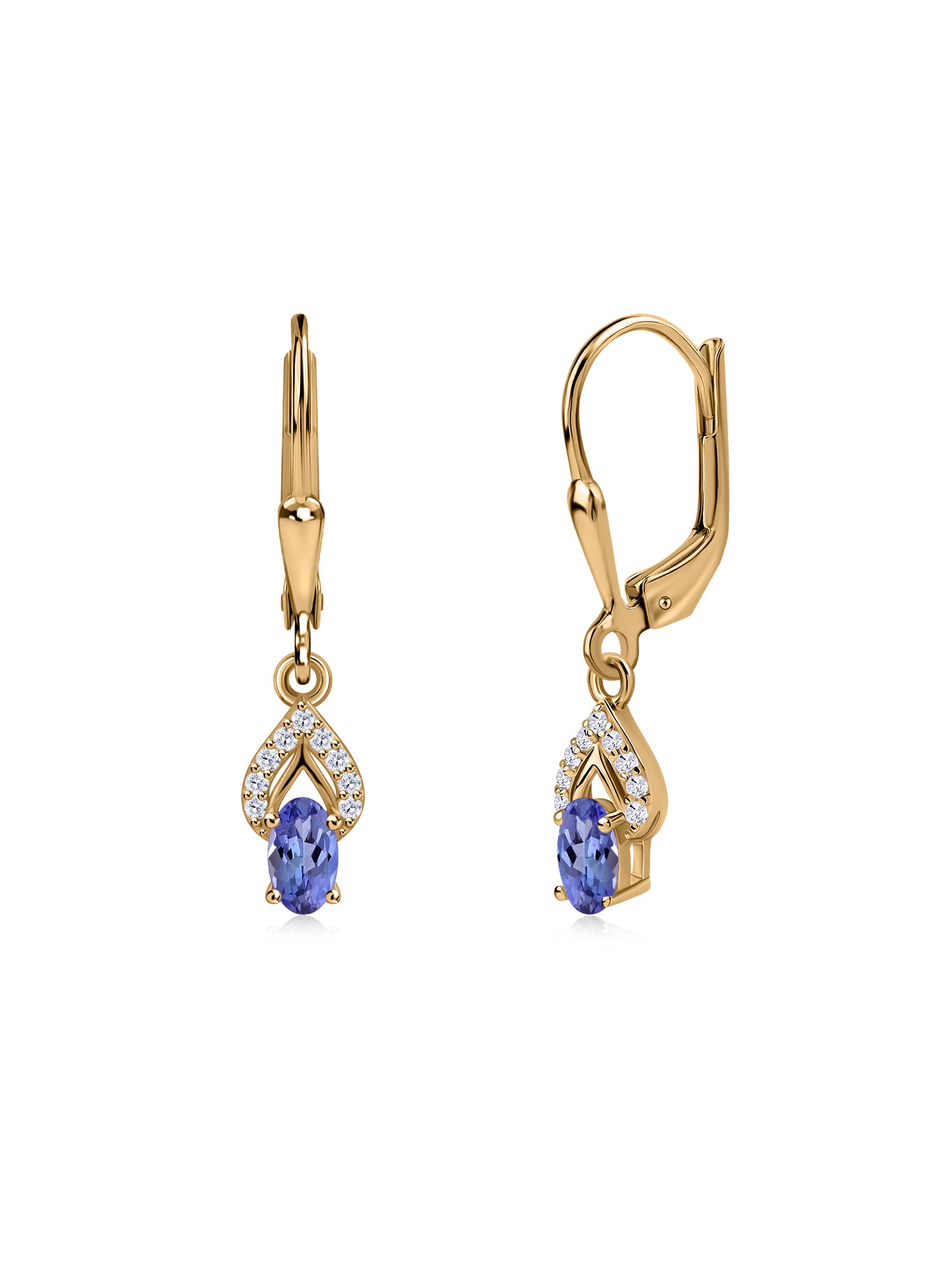 Tanzanite Opal Sparkle Dangle Gold Earrings