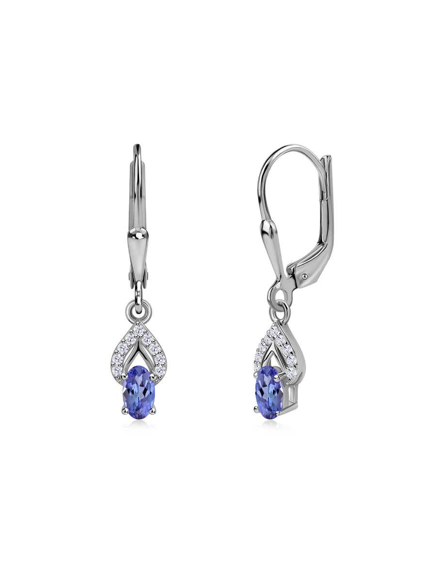 Tanzanite Opal Sparkle Dangle Gold Earrings