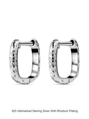 Huggie Hammered Earrings For Women In 925 Silver-5