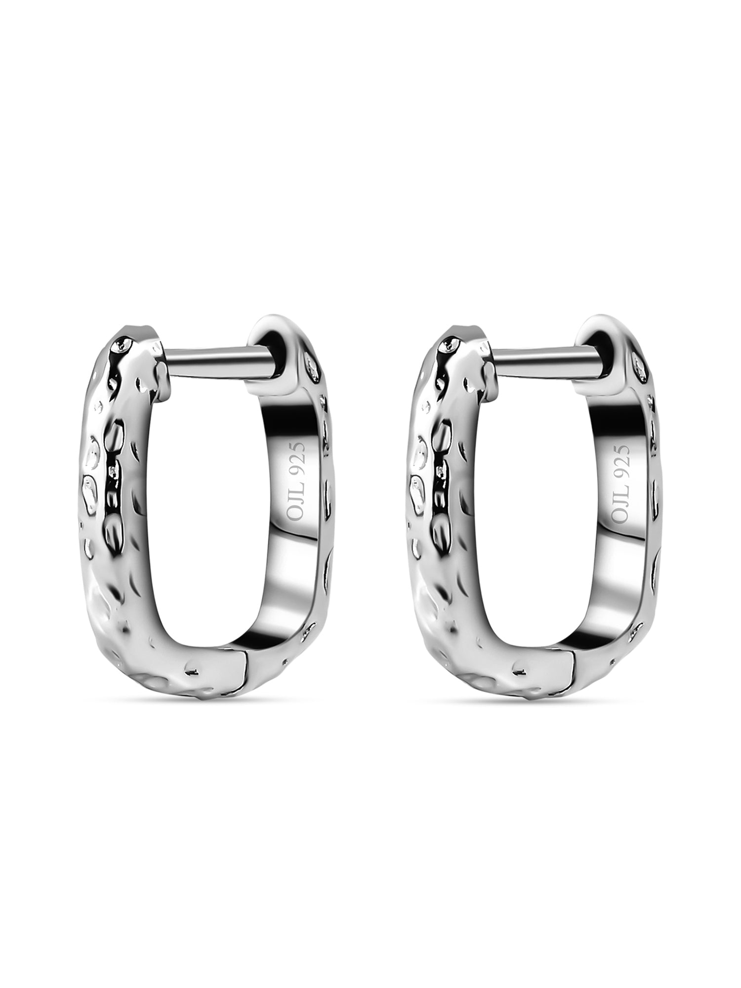 Huggie Hammered Earrings For Women In 925 Silver-3