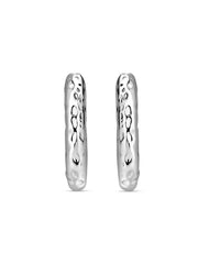 Huggie Hammered Earrings For Women In 925 Silver-4