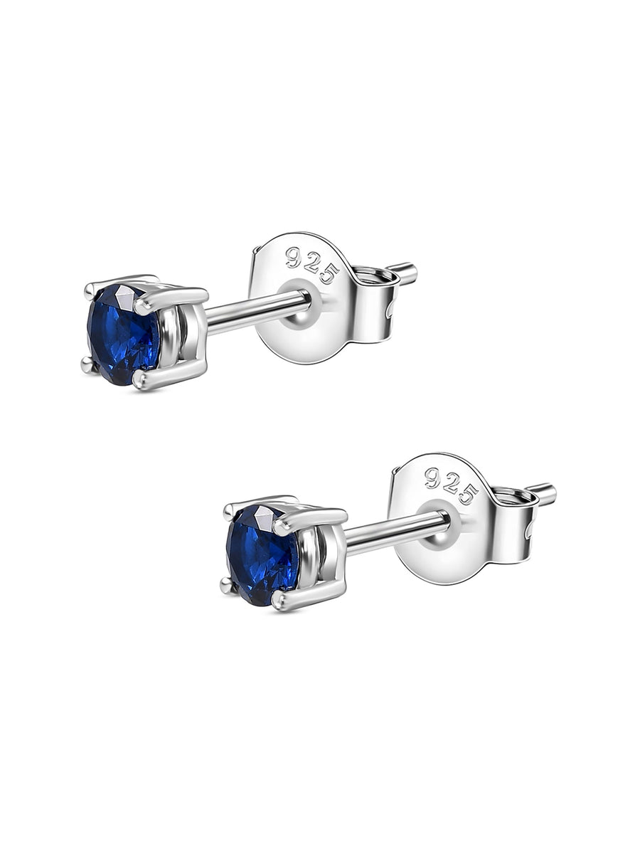 Blue Sapphire Daily Wear 4mm Solitaire Stud Earrings-3