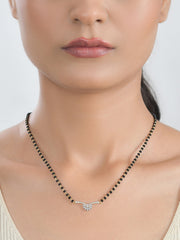 Flower Yellow Gold Diamond Look Mangalsutra For Women