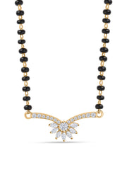 Flower Yellow Gold Diamond Look Mangalsutra For Women