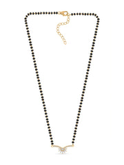 Flower Yellow Gold Diamond Look Mangalsutra For Women