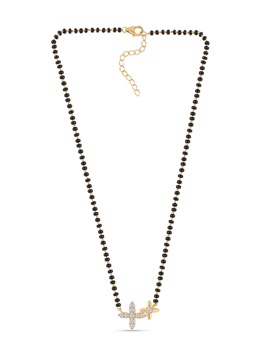 Floral Diamond Look Gold Plated Mangalsutra