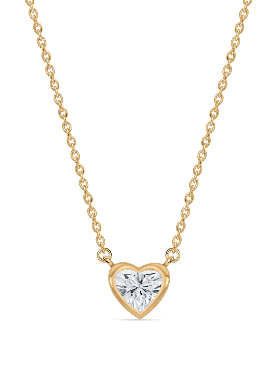 Lab Grown Solitaire Heart Diamond Necklace