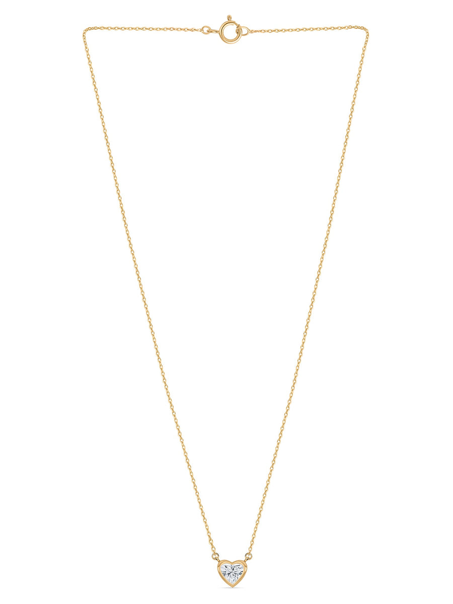 Lab Grown Solitaire Heart Diamond Necklace