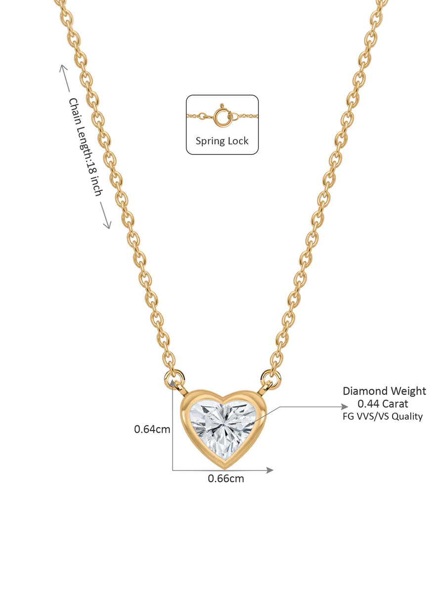 Lab Grown Solitaire Heart Diamond Necklace