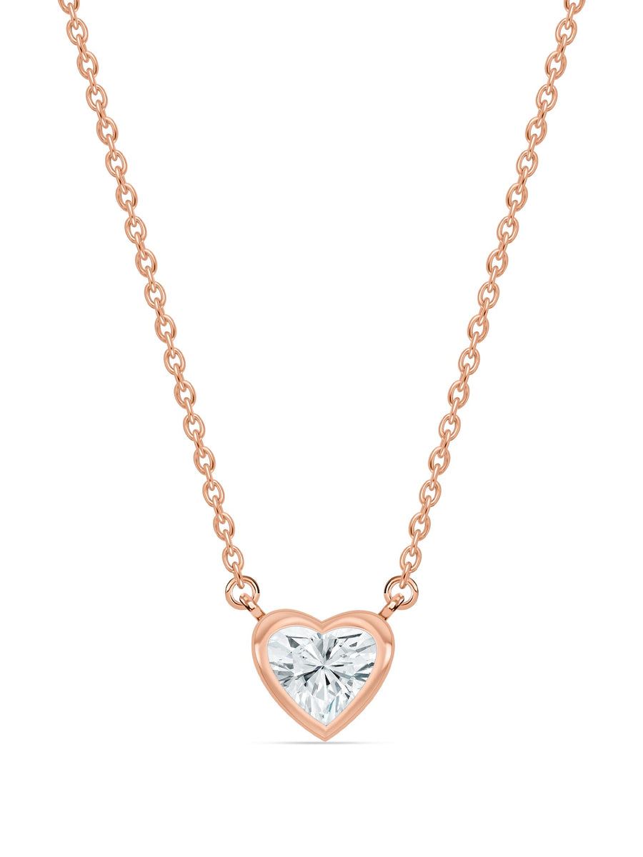 Lab Grown Solitaire Heart Diamond Necklace