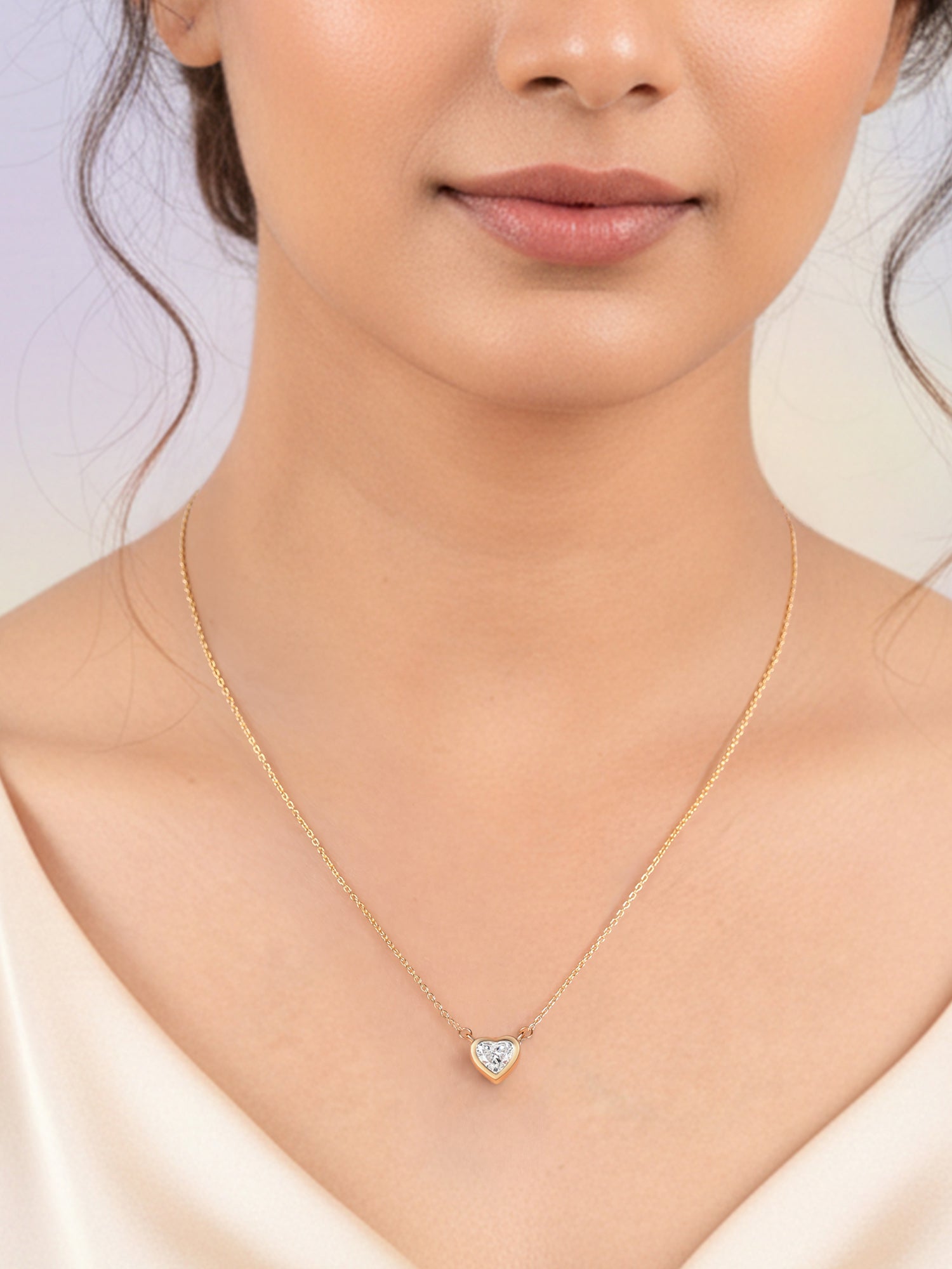 Lab Grown Solitaire Heart Diamond Necklace